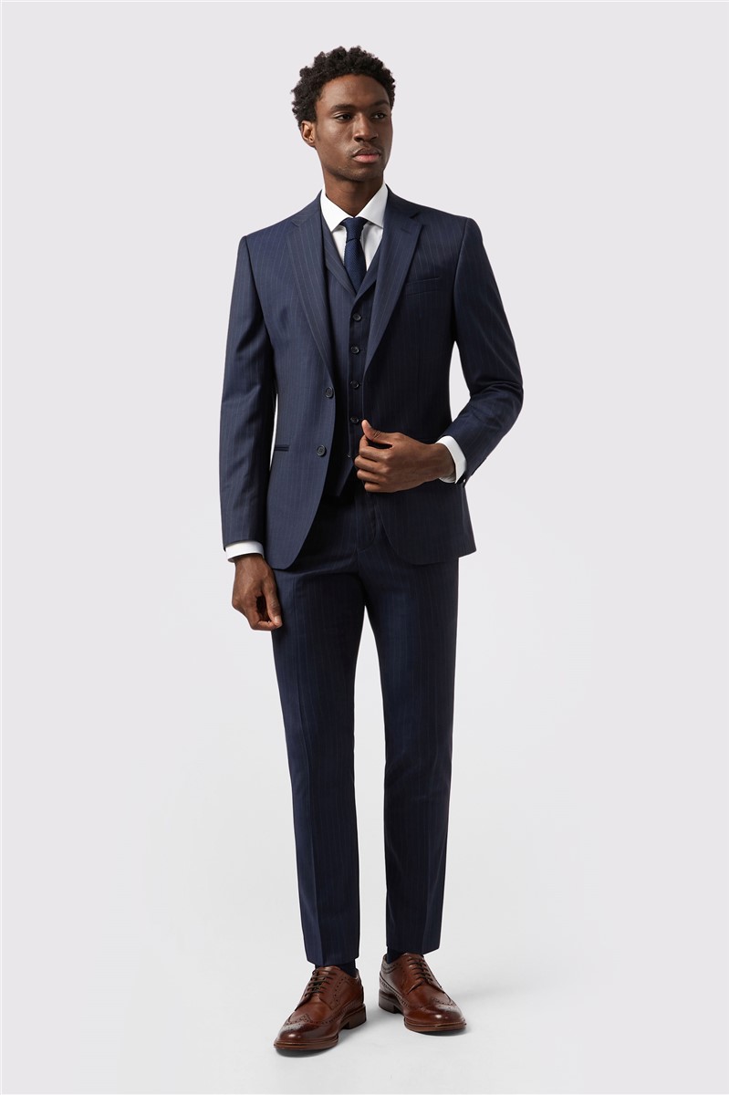 Tailored Fit Performance Navy Stripe Suit