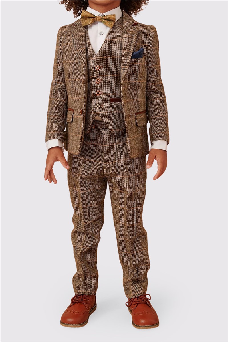 Ted Children's Tan Check Three Piece Suit