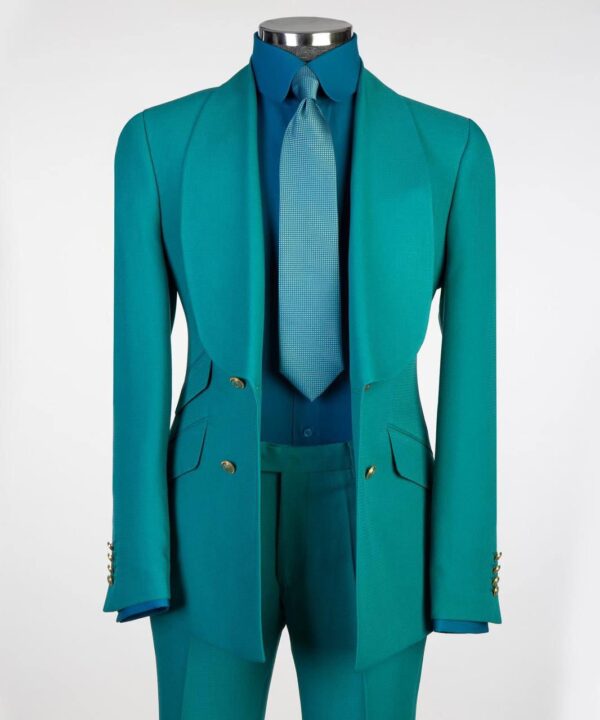 Teal Shawl Lapel Two-Button Suit