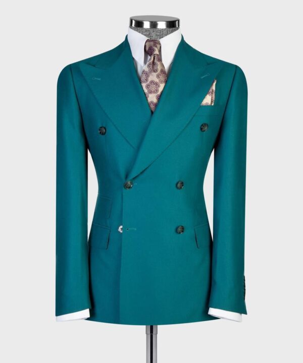 Teal Double-Breasted Suit