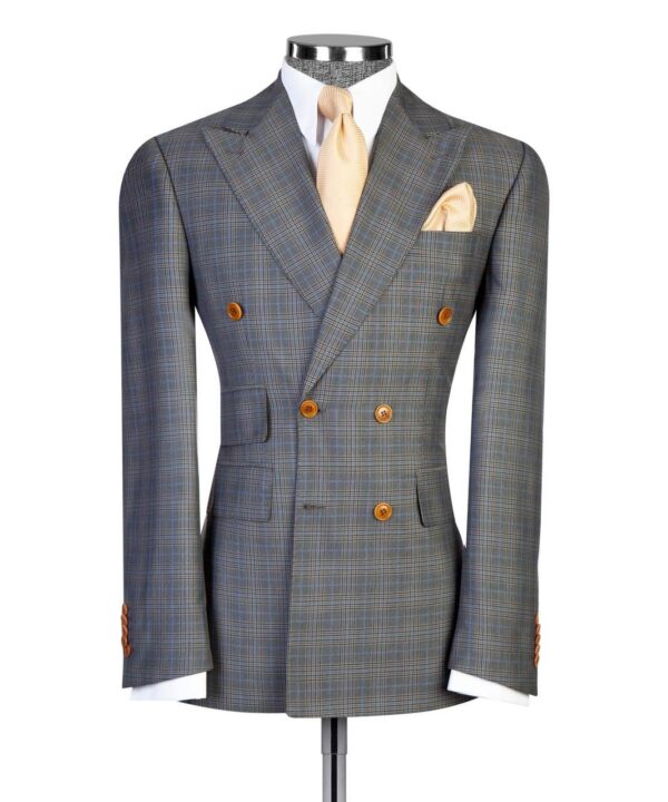 Grey Check Double-Breasted Suit