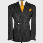 Black Pinstripe Double-Breasted Suit