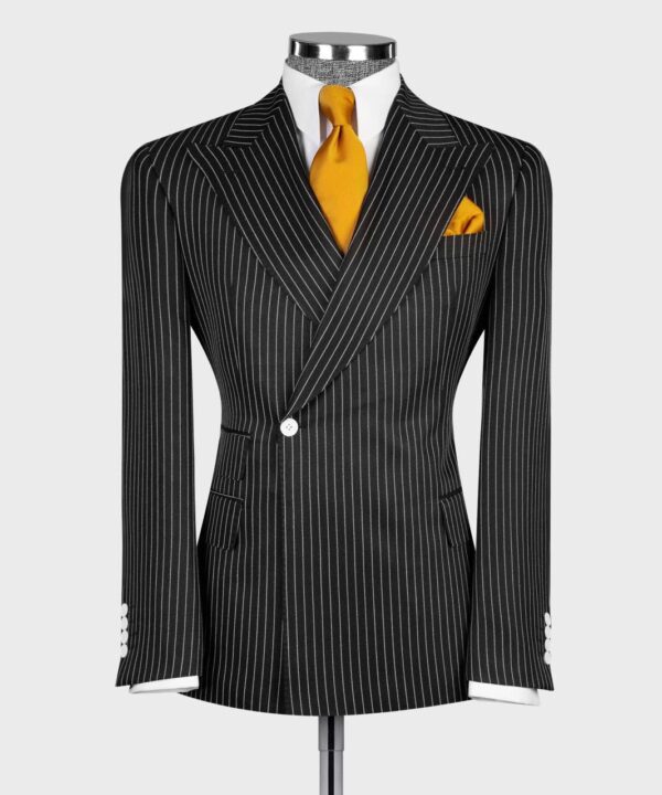 Black Pinstripe Double-Breasted Suit