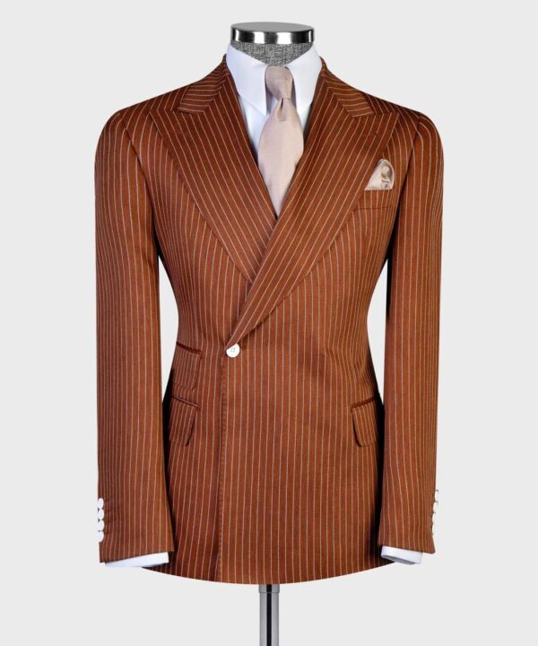 Rust Pinstripe Double-Breasted Suit