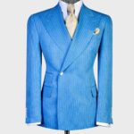 Sky Blue Pinstripe Double-Breasted Suit